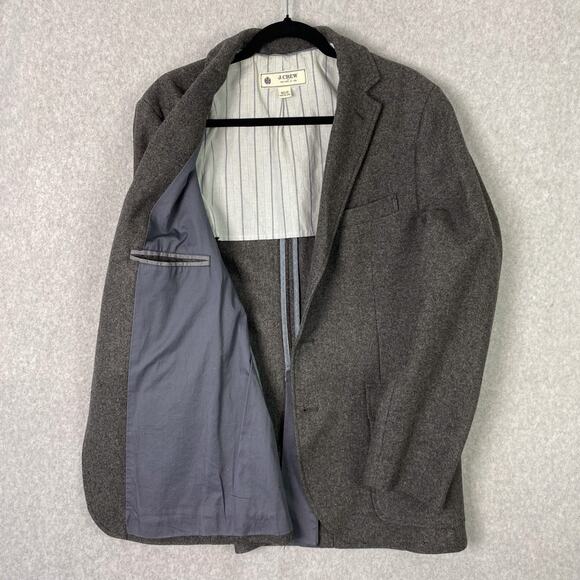 J. Crew Mens 40R Grey Wool Blend Blazer Jacket - Picture 3 of 7